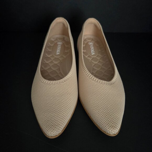 VIVAIA Shoes Women Size US6 Beige Pointed Toe Knit Ballet Flats - Picture 2 of 8